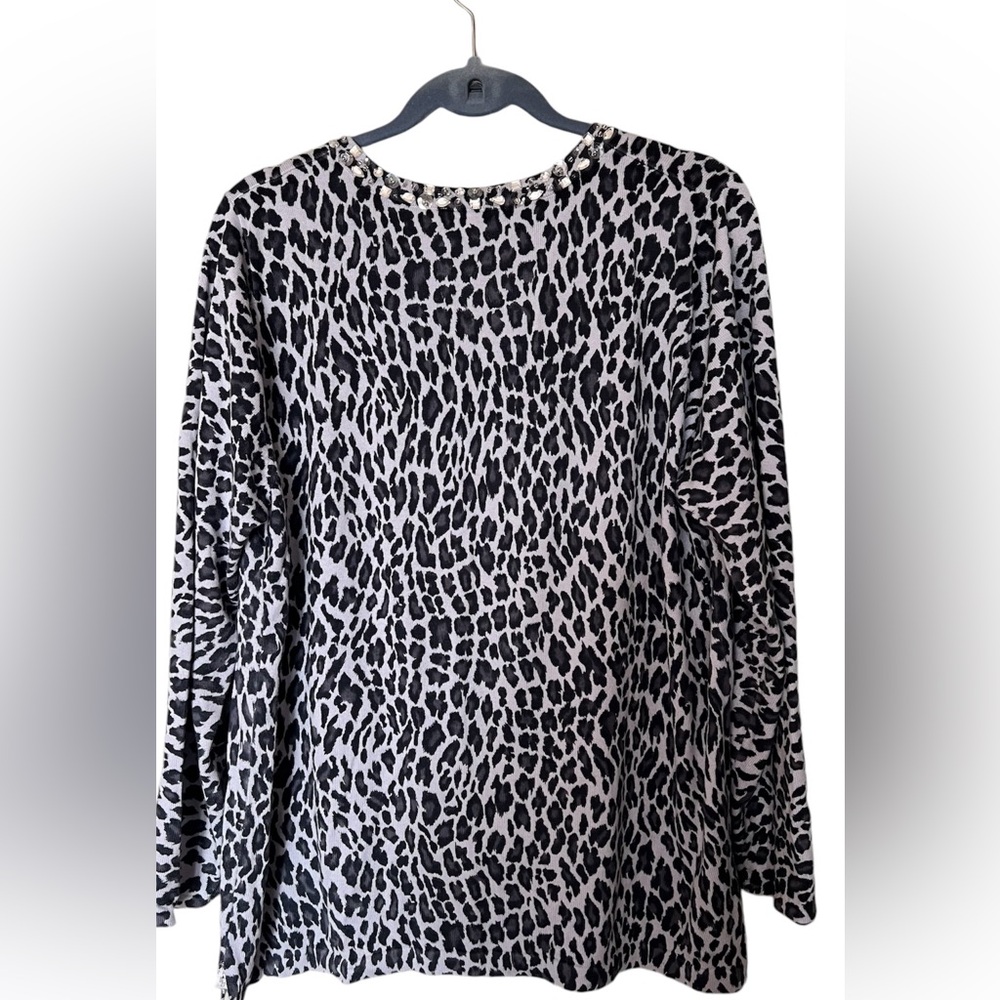 Quacker Factory Leopard Print Cardigan Trimmed Wi… - image 2